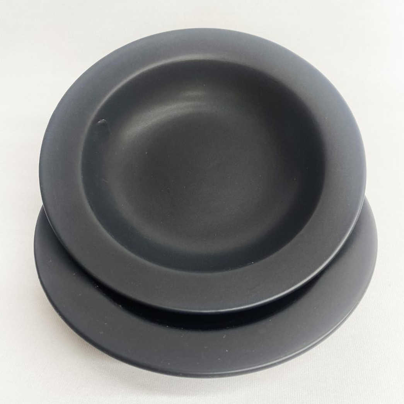 Matt Black Small Pasta Plates (Set of 2)