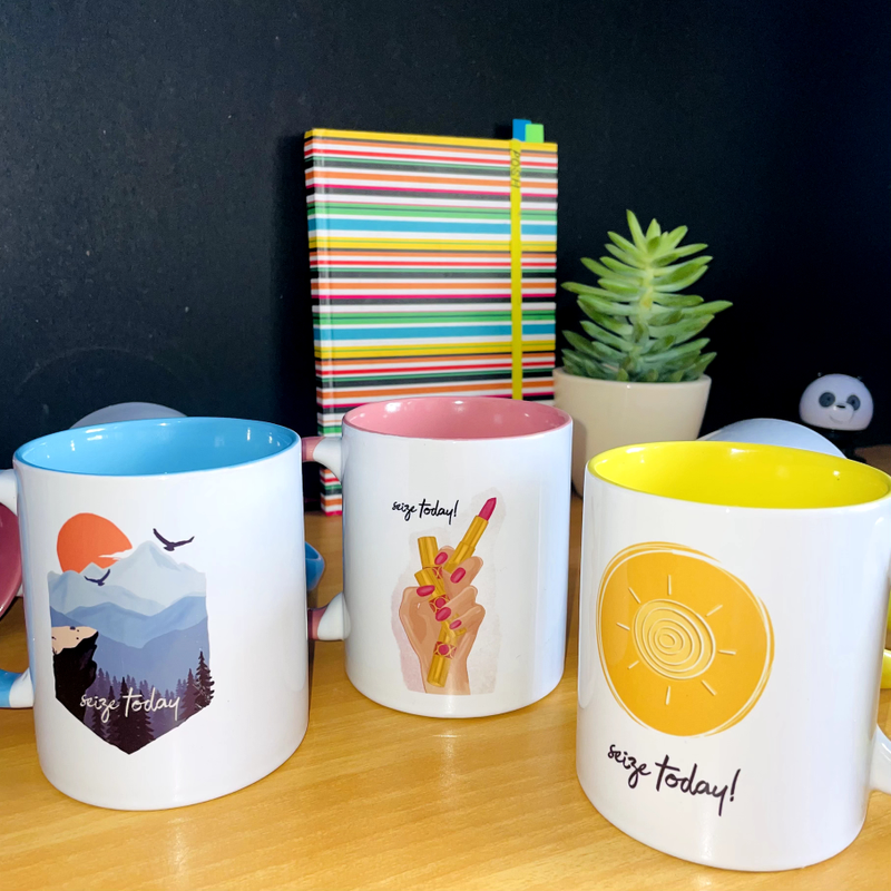 Pastel Pink Coffee MUG “Seize Today"